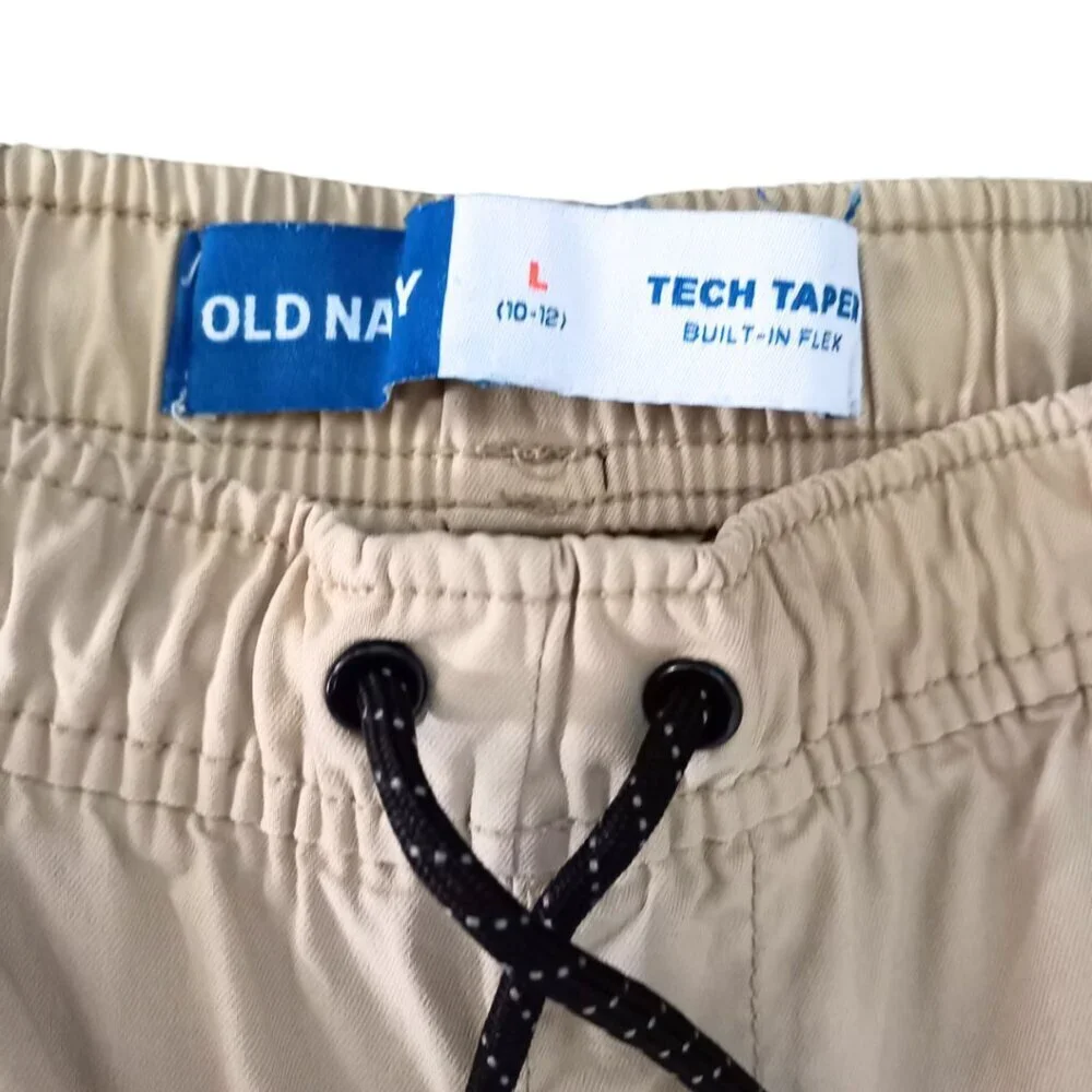 Old Navy Boys Size 10-12 Tech Pants - Light beige - Built-In Flex, Tapered Fit